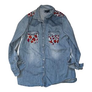 River Island Denim Button Down Shirt Size 10